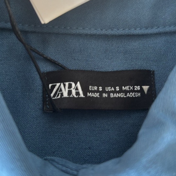 NWT Zara Blue Denim button down Mini Dress Sz S - Picture 5 of 10